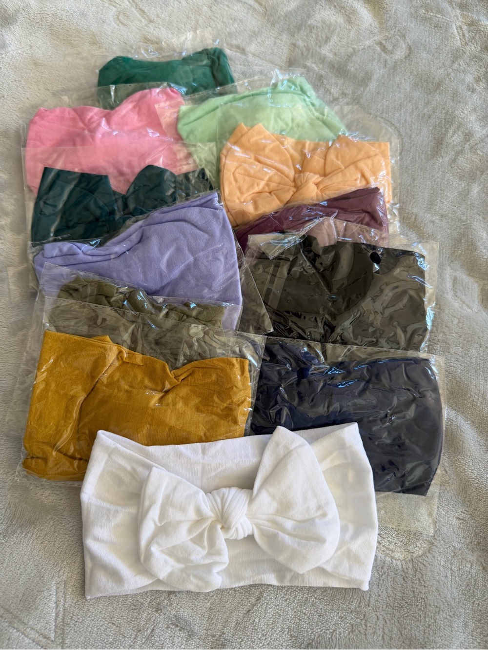 Baby Girl Knotted Bow Stretch Headbands - Soft Cotton Blend